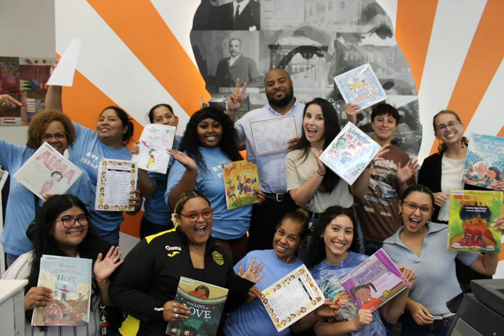 Photo shared by Welcoming Atlanta on October 09, 2025 tagging @cityofatlantaga, @fulcolibrary, @lcf_georgia, @hopehillelementary, and @atlyearoftheyouth. May be an image of studying, magazine, book, office and text.