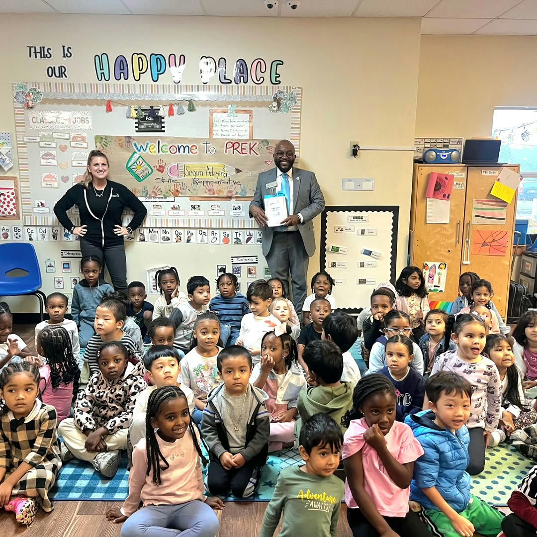 Photo by Representative Segun Adeyina on October 06, 2025. May be an image of child, studying, standing and text.